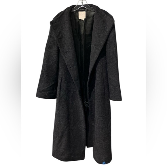 J. Jill x Peruvian Connection Black Long Coat Lamb wool Alpaca! soft chic trench